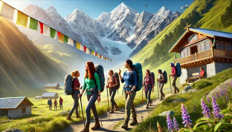 Group of women trekking on one of the best trekking destination in India