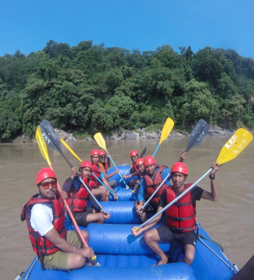 Beautiful view of mountain while on rafting at rishikesh