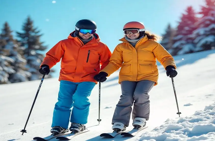 Couple going for skiing at auli