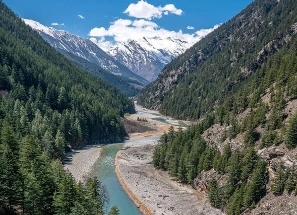 Amazing view of river flowing in harsil valley