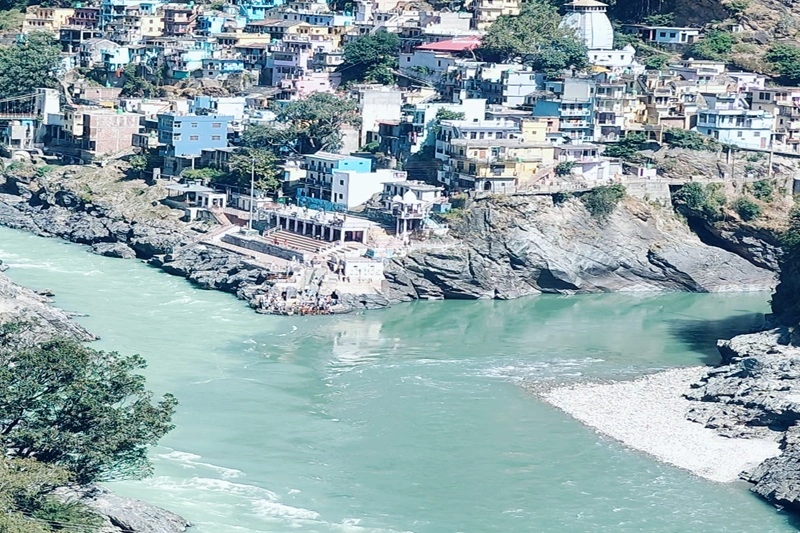  A View of holy river of Devprayag part of panch prayag of Uttarakhand India