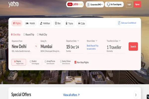Yatra home page