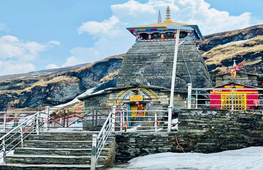 View of Tungnath temple during the winter season, most visited place in Uttarakhand by trekkers