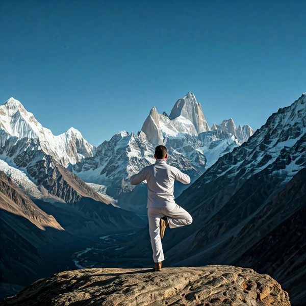 Person Doing Yoga During Gaumukh Tapovan Trek