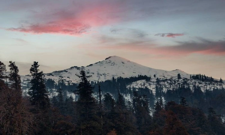 Beautiful view of snow covered mountain visible from Landour