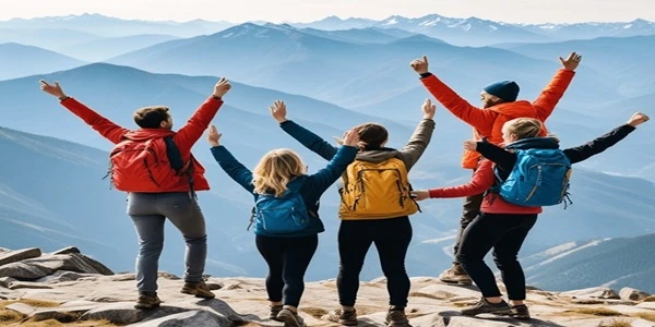 trekkers celebrating on gaumukh tapovan trek